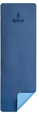 Steel Rebel - TPE Yogamatte Rutschfest Anti-Slide Fitnessmatte Umweltfreundlich Hautfreundlich - Fitness, Pilates & Home Workout - 183 x 61 x 0,6cm (Dunkelblau/Hellblau)