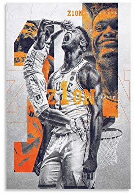 Zion Williamson Poster Basketball-Poster Sport Poster 4 Leinwand Wanddekoration Kunst Gemälde Druck für Büro Wohnzimmer Wohnheim – Geschenke für Freund Mann 30 x 45 cm