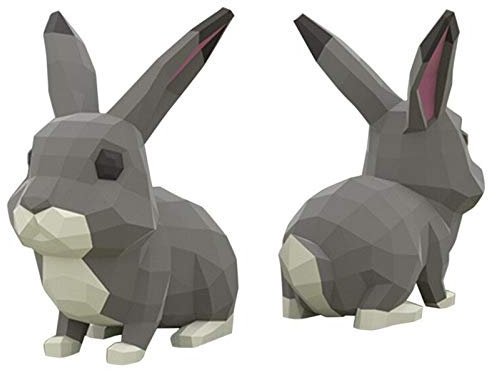 Corlidea Papercraft DIY 3D Papier Tiere Wanddeko Papercraft Building Kit Origami Papier Modell Ornament DIY Spielzeug für Kinder Kleinkinder Geschenke für Männer Frauen (Kaninchen B 27 × 32 × 4 cm)
