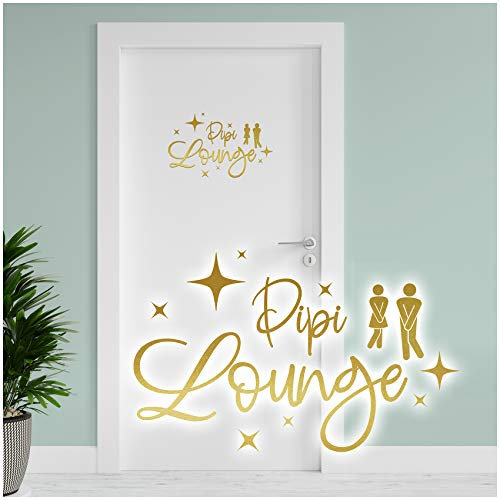 Dekoaufkleber Pipi Lounge 26x16cm für Badezimmer Bad WC Toilette Tür Wandtattoo Unisex Wand Sticker Aufkleber lustig witzig selbstklebend Y070 (Gold)
