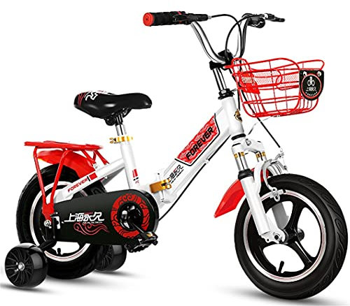 Faltrad, 18 Zoll Kinderrennrad mit Integrierten Laufrädern und Stoßdämpfung, für Outdoor-Reisen (Color : Red)