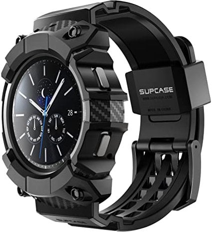 SUPCASE Armband für Galaxy Watch 4 Classic [46mm] Robust Hülle Ersatzarmband Sport Band Bumper Case Schutzhülle [Unicorn Beetle Pro] 2021 Ausgabe (Schwarz)