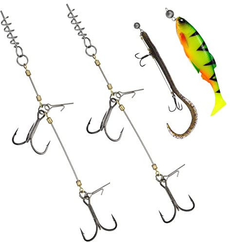 THKFISH Shallow Rig Hecht Stinger Systeme Drillinge Angelhaken für gummifisch Pike Stinger Rig L-2PCS
