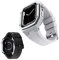 BINLUN Bracelets Compatible avec Apple Watch 44mm 45mm 2 Pièces Bracelet de Montre en Silicone avec Boîtier en Métal Bracelet en Toile Compatible avec iWatch Serie 9/8/7/SE2/SE/6/5/4 (Blanc,Argent)