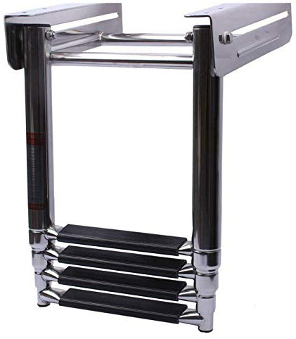 4 Step Boat Telescoping Pool, Under Platform Slide Mount Swim Boarding, Pontoon Dock Pool, Stainless Steel (4 steps)