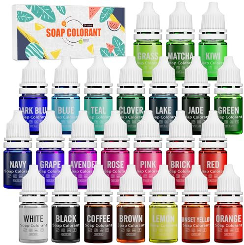 Seifenfarbe - 24 x 6ml Farben Flüssig Konzentriert Seifen Farben für DIY Seifenherstellung, Badebomben - Lebensmittelqualität Seifenfarben Badebombe Farbe Pigment für Handgemachte Seife, Kunsthandwerk