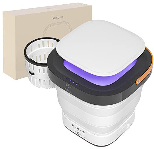 Lavadora portátil ADITAM 9L - Mini lavadora plegable, lavadora portátil pequeña con secadora giratoria para ropa interior, apartamento, camping, viajes en autocaravana (color: gris) Double the comfort