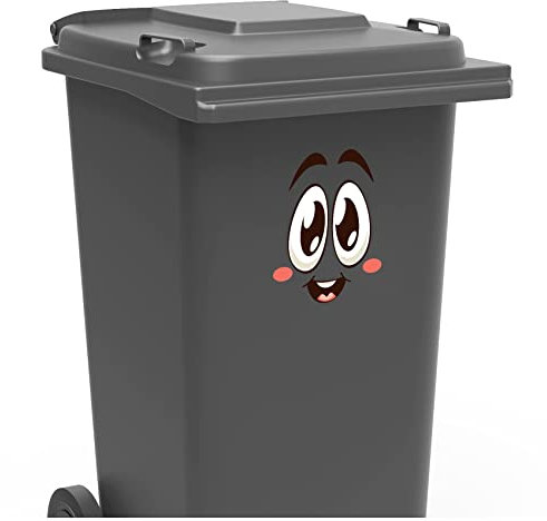 Finest Folia Aufkleber Gesicht Augen und Mund Sticker Mülltonnenaufkleber für Mülltonne Mülleimer Kühlschrank Toilette Deko selbstklebend wetterfest R206 (10 Entzückt)