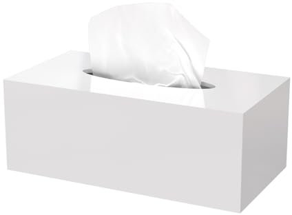 Taschentuchbox aus Acryl Rechteckige, Taschentuchhalter Serviettenspender für Badezimmer, Zuhause, Restaurant Weiß