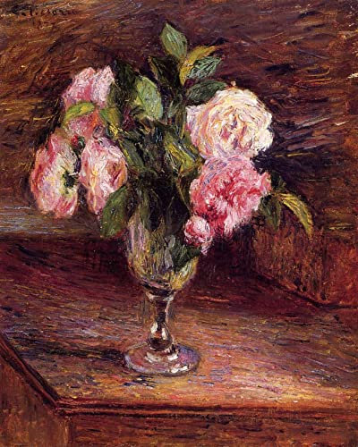 DIY Ölgemälde für Erwachsene Kinder Rosen im Glas Camille Pissarro Malen nach Zahlen mit Pinseln und Acrylpigment auf Leinwand