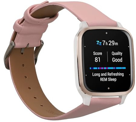 kwmobile Armband kompatibel mit Garmin Venu Sq 2 Music/Sq 2 / Vivoactive 6 / Vivoactive 5 - Echtleder Fitnesstracker Sportarmband Band