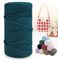 LEREATI Polyester Garn 150m Makramee Garn 4mm Geflochten Polyester-Seil Farbig Häkelgarn, Polyester Macrame Cord 4mm für Häkeltasche Umhängetasche Handtasche Geschenk Strickwaren (Denim-Blau)