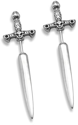GTHIC Edelstahl Punk Schwert Ohrstecker für Männer Frauen Gothic CZ Dolch Ohrringe Geschenk