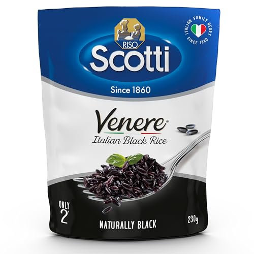 Riso Scotti Venere Express Natur – Schwarzer Vollkornreis (6x 230g) | Fertig in 2 Min. | Italienischer Express Reis, Instant Vollkornreis ohne Zusätze