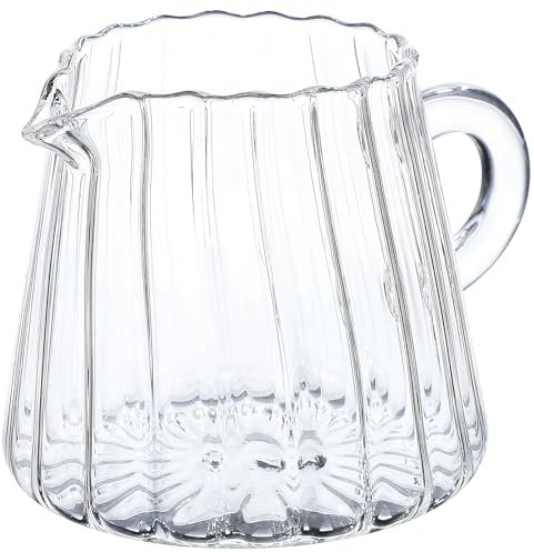 iplusmile Mini Glass Milk Jug, Portable Creamer Pitcher Glass Milk Pitcher Glass Elegant Diamond Design Glass for Coffee Tea, Juice, Coffee Dining Table Christmas Wedding Roast Dinners (6 * 6.3cm)