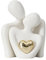 Wilitto Paar Figur mit Herz Dekor Umarmung Dekoration Keramikfigur Goldene Liebe Männer Frauen Umarmung Statue Skulptur Wohnzimmer Schlafzimmer Desktop Hochzeit Weiß M
