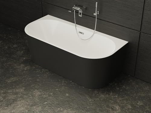 SPALINA Baignoire Semi-îlot Murale NAOS Noire L. 170 x l. 80 cm, by
