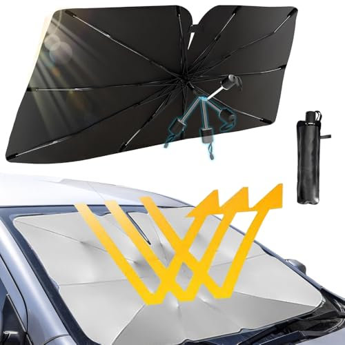 Sonnenschutz Auto Frontscheibe Innen,130X75 cm Sonnenschirm für Auto Windschutzscheibe,360° Rotations Faltbarer Sonnenschirm Für Auto,Auto Windschutzscheibe Sonnenschirm,Auto Sonnenschirm (L)