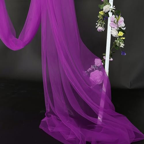 1m x 160cm Soft Tüllstoff,Tüll Stoffe zum Nähen,Netzstoff Dekostoff Drapierstoff für Arbor Hochzeit Vorhang Hochzeitsbogen Freihanddeko Querbehang Gardine Torbogen Zeremonie Party Dekor,Dunkellila
