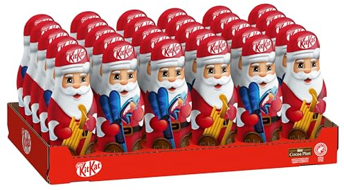 KITKAT Schoko-Weihnachtsmann, 30er Pack (30 x 45g) | Weihnachtsmann aus zartschmelzender Milchschokolade mit Knusperstückchen