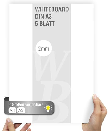 5Stk. Whiteboard Pappe DIN A3 | 2mm Stärke | weiß durchgefärbt | Modellbauwerk® | für Modellbau und Bastelarbeiten | Architektur | Studium | Material | Diorama |Kreativ sein