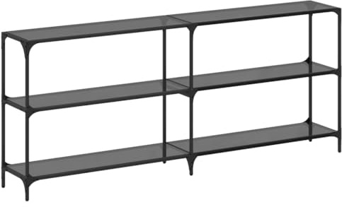vidaXL Konsolentisch mit Glasplatte, Flurtisch mit Edelstahlgestell, Beistelltisch für Wohnzimmer Flur, Sofatisch Sideboard, Schwarz Stahl