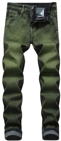 Sexy Herren Hose Herren-Jeans für Frühling und, gerades Bein, modische Hosen in Übergröße Hose Herren Ski (Green, L)