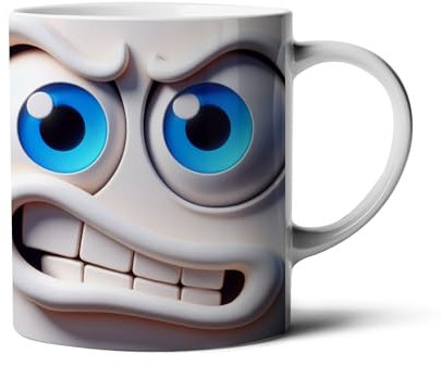 Hustling Sharks® Tasse mit Motiv - Smiley Gesichter - 330ml Spülmaschinenfest, Keramik - weiß, Tasse mit Smiley Gesicht, Tasse Büro, Motiv mit Smiley, verschiedene Smileys (Smiley Gesicht#2)