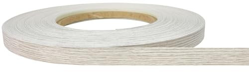 DecoMeister Kantenumleimer mit Schmelzkleber Möbelkantenband Melaminkantenumleimer Umleimer Melamin Bügelkante Dekor für Regalbrett Furnier zum Aufbügeln 21mm x 5m Kantenband Eiche Kalk