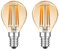 MZYOYO E14 LED Light Bulb,E14 4W Vintage Small Screw Light Bulbs,Small Golf Ball Edison Screw Bulb,2700K Warm White,SES G45 Lights Bulb,350 Lumens Replace 35 Watt,Non Dimmable,Amber,Pack of 2