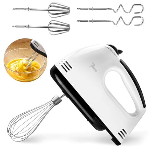 BORDEAG Sbattitore Elettrico, Sbattitore Manuale, 100w Fruste Elettriche, 6 Accessori In Acciaio Inox Sbattitore Elettrico Per Uova, Impasti, Torte