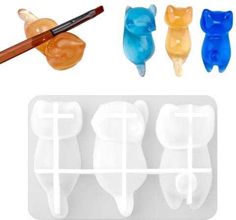 Moule en Silicone 3D en Forme de Chat Mignon, Porte-Clés Bijoux Pendentif Moule en Résine Époxy 3D en Forme de Chat Mignon Moule en Position Couchée pour Souvenirs d'Animaux de Compagnie