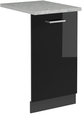 Vicco Panel Frontal del lavavajillas R-Line, Negro Brillo Intenso, 45 cm, ET Mármol