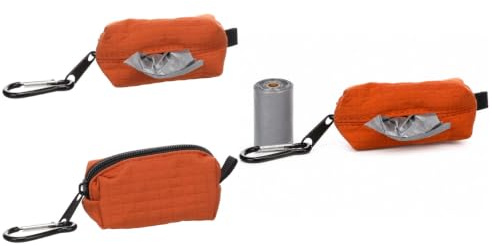 Kotbeutelspender - Vika Orange - Polyester - Reißverschluss - Karabinerhaken - 1 Rolle inklusive - Flamingo