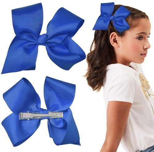 2 pièces de noëls bleus, pince à cheveux pour filles, grande épingle à cheveux en nœud, barrettes à cheveux en ruban doux, accessoires capillaires pour filles et femmes (Bleu)