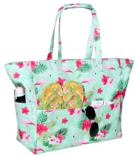 Moerstar Borsa Spiaggia Grande, Borsa Mare Donna Grande, Borse Mare Grandi con Cerniera Tasca Interna, Impermeabile, per Piscina,Gite in Spiaggia Picnic Viaggi