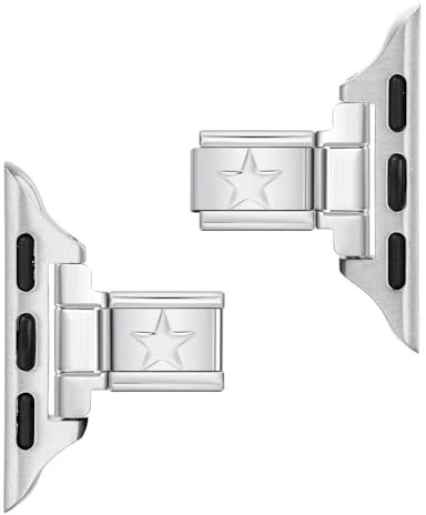 Stainless Steel Star Charm Connector for Use with Apple Watch – Italian Charm Bracelet Adapter, Compatible with I Watch 38–49mm, DIY Custom Smartwatch Band (Gold/Silver/Rose Gold/Black)