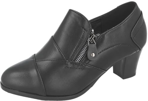 Cushion Walk Women's Faux Leather Standard Or Wide Fit (EEE) Low Block Heel Ankle Boots Shoes