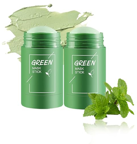 Green Mask Stick,Green Tea Deep Cleanse Mask,2 StüCk GrüNtee-Maskenstift,Mitesser-Entferner FüR MäNner & Frauen,Tiefenreinigung & Porenpflege Mit GrüNtee-Extrakt,FüR Alle Hauttypen