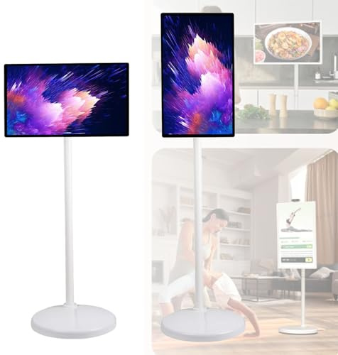 TV portatile su ruote con touch screen, fotocamera integrata e batteria per intrattenimento mobile e display intelligente