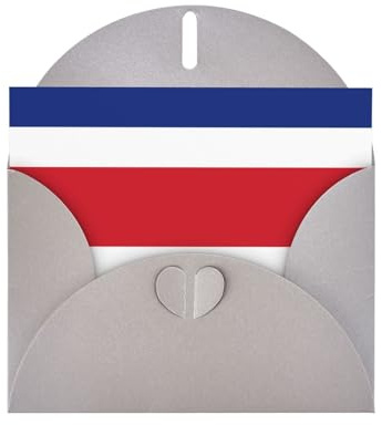 WZYCWB Karte mit Motiv Flagge von Costa Rica, bedruckt, graues Perlglanz-Papier, Urlaubskarte mit Umschlag. Geeignet für Geburtstagswünsche, Hochzeitsglückwünsche und Beileid