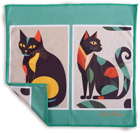 Ed Hicks | Gift for Cat Lovers- XL Glasses Cleaning Cloth and Screen Cleaner - 30x30cm - for Cleaner Glasses, TV Screens, Tablets, Laptops etc ⭆ Anti-static