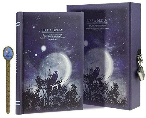 FBHFSUIEF Leder-Tagebuch, Wie ein Traum Mondlicht Muster Skizzieren Schreiben Verschließbar 288 Seiten DaiJournal Geheimes Tagebuch mit Aufbewahrungshülle A6 Farbe Zufällig Gesendet