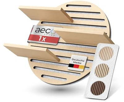 Aeco Sound® Akustikpaneele Holz - Wandregal - Echtholz Eiche & Akustikfilz | Regal Wand, Schalldämmung, Holzpaneele, Schweberegal - Eichenholz (hell) & extra dicker Akustikfilz (Grau)