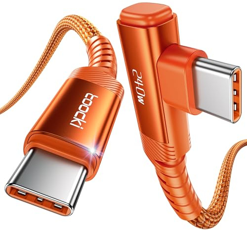 toocki Cable USB-C Carga Rapida 100W 1M, Tipo C 90 Grados, Naranja