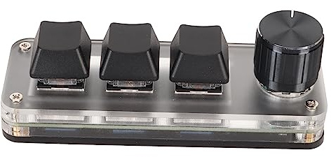 Prevessel Mini Clavier de Jeu Programmable USB à 3 Touches, pour Le Bureau, Interrupteur Bleu, Clavier DIY pour Ordinateur à Usage Général (Noir)