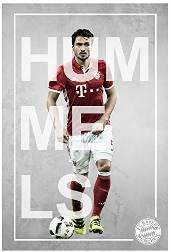 FC Bayern München Poster Spieler Hummels kompatibel + Aufkleber, Spielerportrait FCB