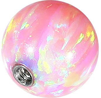 PIERCINGLINE Universelle Schraubkugel mit Gewinde SYNTH. OPAL Piercing Aufsätze Kugel Ersatz Rosa 4 x 1,6 mm