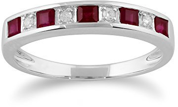 Gemondo Rubin Ring 9ct Weißgold 0,49 CT Rubin & Diamant Ring - Rubin