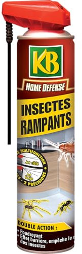 KB HOME DEFENSE HDRAMP2 - Aérosol Anti-Insectes Rampants 400 ml - Elimine rapidement et empêche le retour des insectes - Contre fourmis, araignées, cafards, puces, perce-oreilles, punaises, cloportes